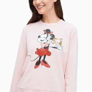 Disney x Kate Spade Women's Light Pink Minnie Mouse Crew Neck Sweatshirt Size M